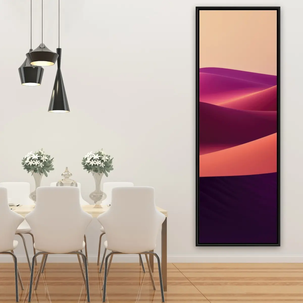 212 MAIN Framed Pink Deep Dunes Nature Photo Print Artwork, 20x60 in - Artistic Home Decor for Stylish Room Interior, Decoration, Wall, Pink Decor