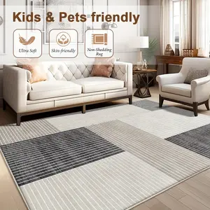 5x7 Ultra-lightweight European-style Luxury Velvet Stayput Area Rug, Noble-touch, Loose-textured & Elastic, Luster-retaining, Ideal for Balcony Swing Side Placement, Stayput Area Rugs
