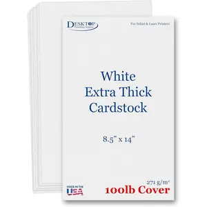 50 Sheets Extra Thick 8.5" x 14" Cardstock for Inkjet or Laser Printers 100lb Cover 271 gsm Heavy Printer Paper Matte Finish White Great for Cards Menu's Posters Covers