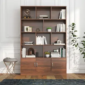 [Bellemave]70.87" Tall Bookshelf with 10 Cubes and 3 Doors, 4-Tier Bookshelf, Open Shelf Bookcase with Cabinet, Modern Cube Storage Organizer for Living Room, and Office