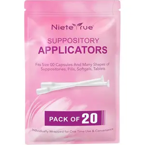 Disposable Suppository Applicators Individually Wrapped Hygienic Fit to Size 00 Capsules and Many Shapes of Suppositories Tablets Feminine Care Applicators (20 Counts)
