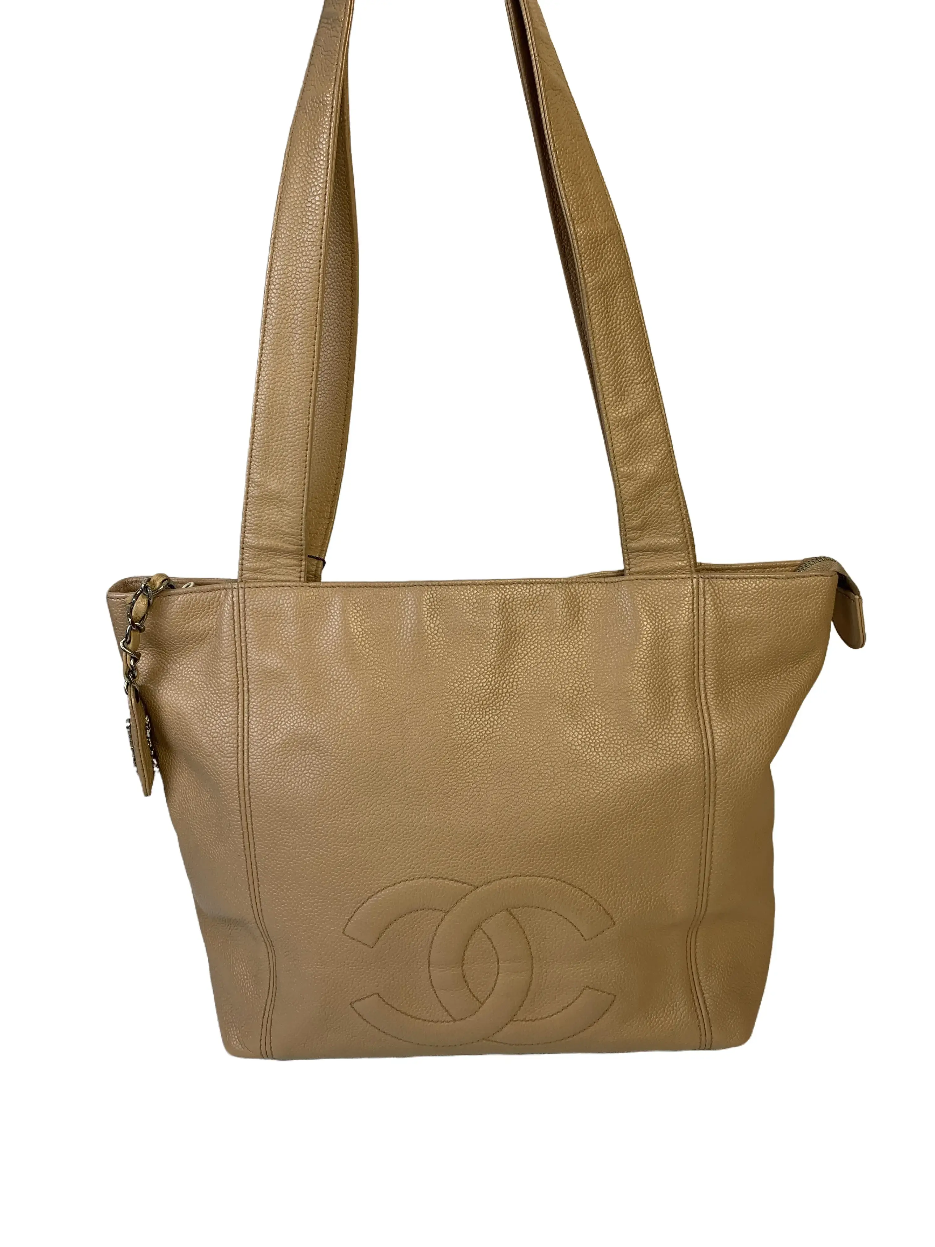 Pre-owned CHANEL Milk Tea Leather CC Tote Shoulder Bag/WJ07425012/5012