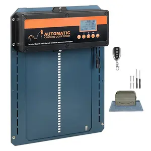 Automatic Chicken Coop Door, Auto Chicken Door Opener with Timer & Light Sensor Aluminum Chicken Coops Door with Remote Control and LCD screen, 4 Modes Opening, Battery or DC Powered