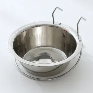 Elevated Dog Food Bowl with Clip-On Stand, Stainless Steel Hanging Water Bowl for Cages, Pet Neck Protection Feeder, Drinking Water Bowl