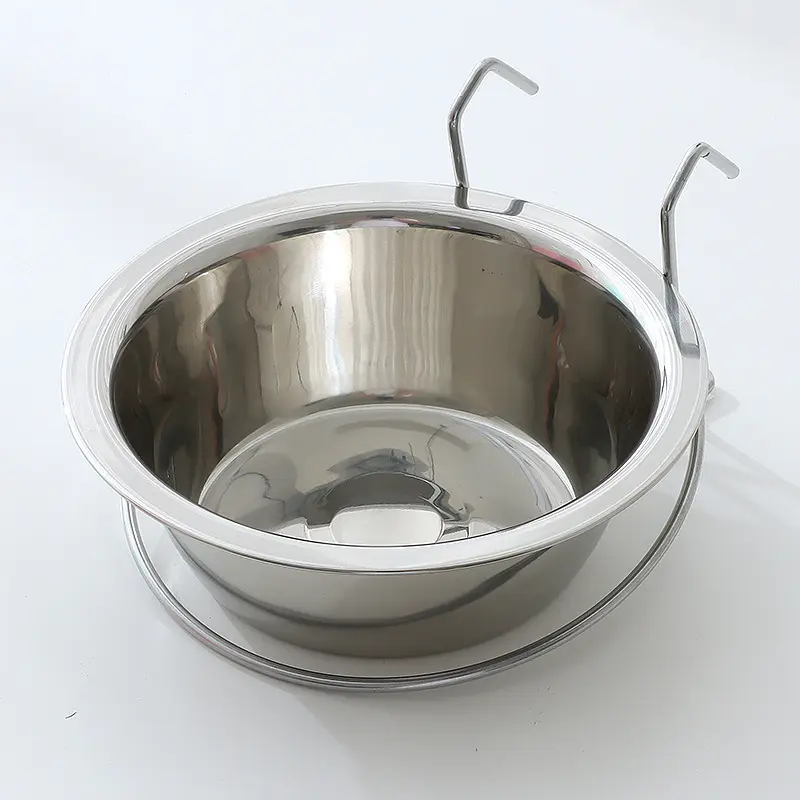 Elevated Dog Food Bowl with Clip-On Stand, Stainless Steel Hanging Water Bowl for Cages, Pet Neck Protection Feeder, Drinking Water Bowl, Feeding