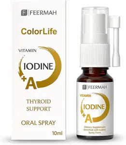 FEERMAH ColorLife Vitamin A & Iodine Sublingual Spray Healthcare Dietary Supplement for Thyroid Support & Energy Boost 10ml