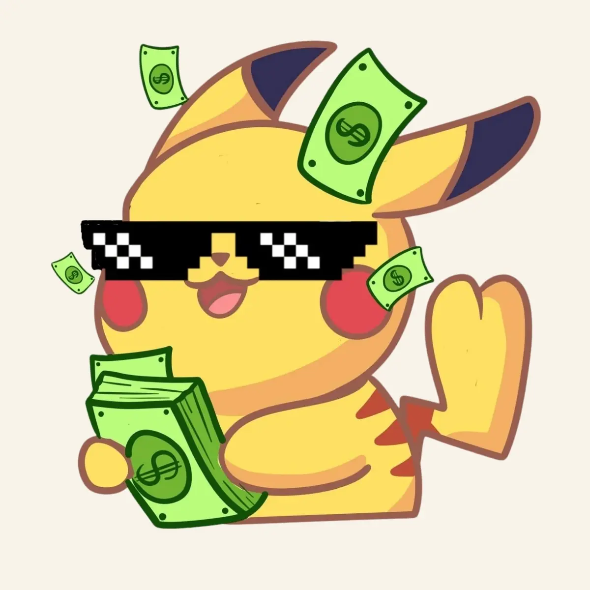 Pikachu Money Vinyl Sticker Car Decal Peeker Sticker | Vinyl waterproof sticker | Gift for Game lovers