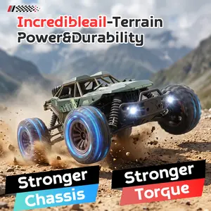 Military Green 1:16 Scale 2S 4WD RC Monster Truck, 22 MPH High-Speed Off-Road Remote Control Car, RTR 2.4GHz with Battery