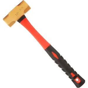 1 lb Brass Hammer, Fiberglass Sledge Hammer with Handle, Non-Sparking, -, 11"