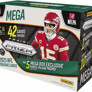 2025 Prizm Hobby Mega Box! (5 Purple Pulsars, 1 Memorabilia Card, 10 Rookie Cards!)