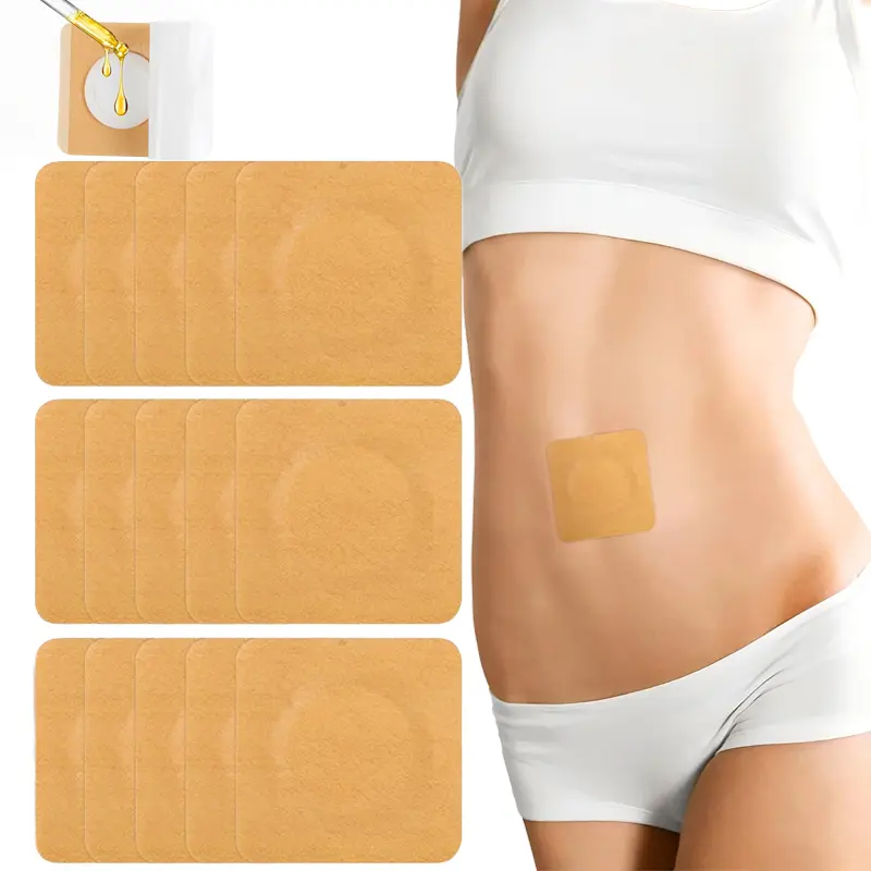 50Pcs Disposable Organic Cotton Castor Oil Belly Button Pads, Self-Adhesive Highly Absorbent No-Wash Compress Wraps, Home-Use Beauty & Body Care Patches (Oil Not Included)