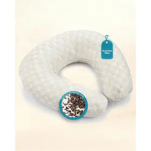 Buckwheat  Pillow with Dual-Layer Pillowcase, 12''x12'' Adjustable Firm U Shaped Pillows, Breathable for Cool Sleep,  Support Buckwheat Hulls Pillow for  Sleeper (Khaki)