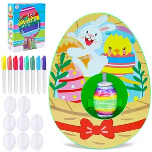 Motorized Easter Egg Decorator Kit, Easter Egg Spinner Whirler Decorating Machine with 8 Non-Toxic Egg for Kids Craft Activities Basket Decoration Fun Switch Insert Ornaments