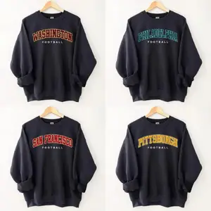 Vintage Black Football Team Sweatshirt, Classic Fan Crewneck Pullover, Retro Sports Graphic Shirt, Unisex Menswear Top