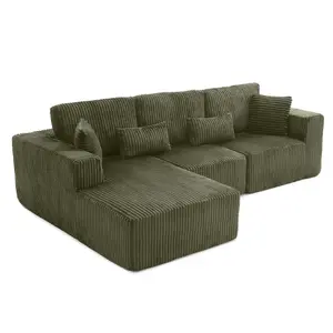 Aobtkel®107.5 inch Rabbit hair Modular Cloud Combination Sofa Sofa - L-shaped living room sofa with recliner, Mdoren minimalist sleeper sofa, deep seat, no need to assemble