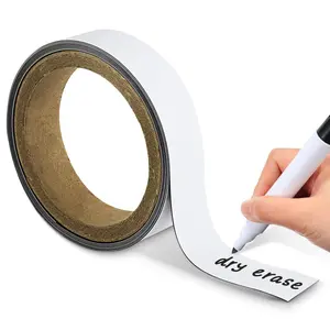 Houseables Dry Erase Labels, Magnetic Roll, Magnet Strip, Glossy White, Write On Labels, Wipe Off, Magnetically Receptive Whiteboard Sheet, Business Filing Cabinet Magnets