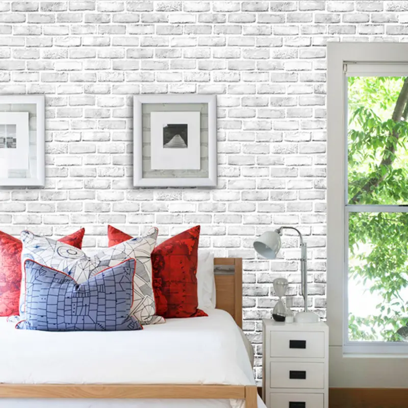Nordic Thickened 3D Waterproof Brick Self-Adhesive Wallpaper, 3D White Brick Texture, Peel & Stick Easy Clean Wall Decor For Interior Walls Bedroom Bar Background Home Decoration