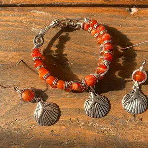 Handmade Seashell bracelet and earrings