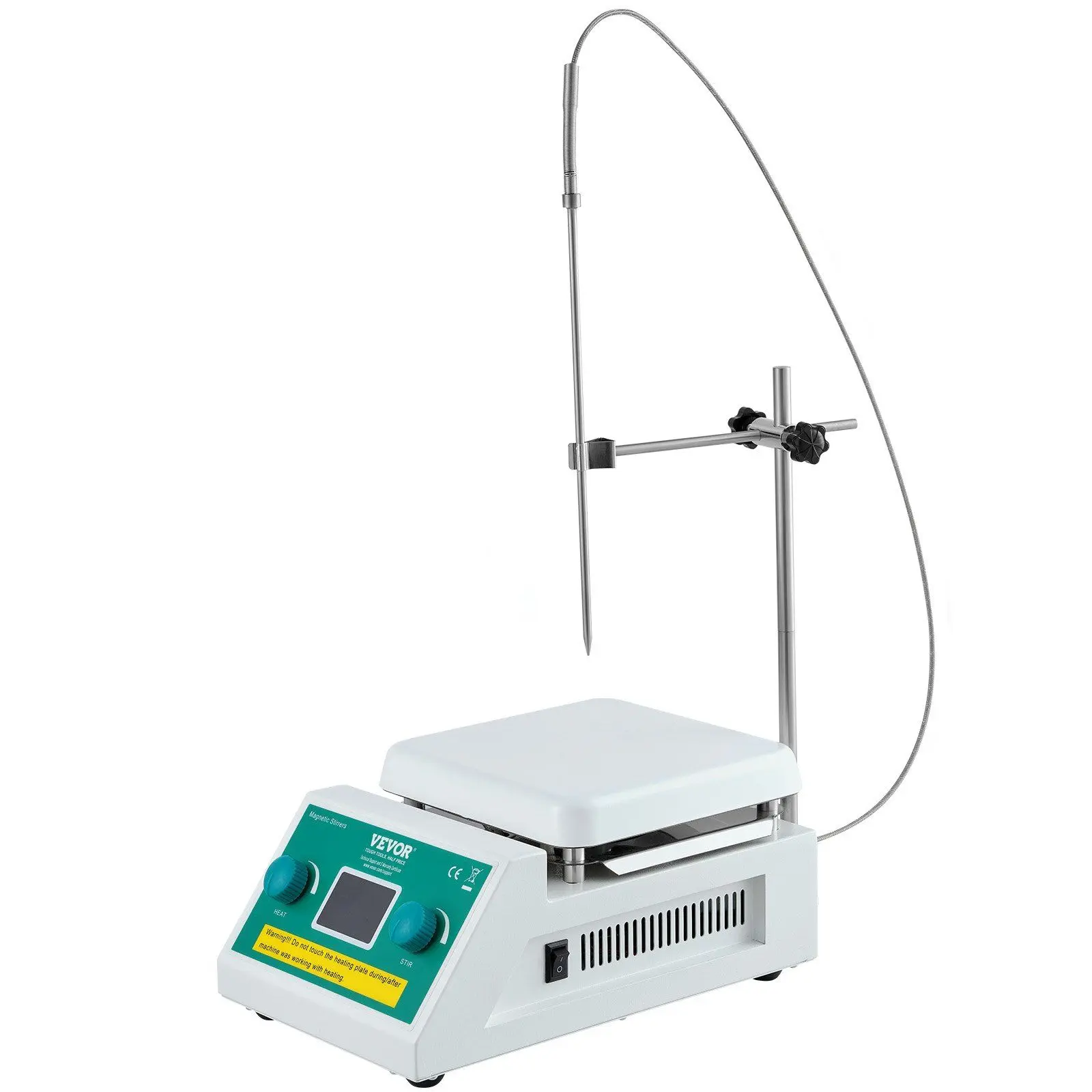 VEVOR Magnetic Stirrer Hot Plate, Max 572 ° F/300 ° C, 0-2000 RPM Hot Plate with Magnetic Stirrer, 2000mL Hot Plate Stirrer with LED Screen, Support Stand and Stir Bars Included, 500W Heating Power