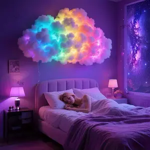 3D Thunder Cloud Night Lamp with Music Synchronization - Intelligent RGB LED Strip Lights for Bedroom, Gaming Space, Celebration - USB Operated Wall/Ceiling Installation, Dreamy Atmosphere Lighting, Cloud Lamps for Bedroom