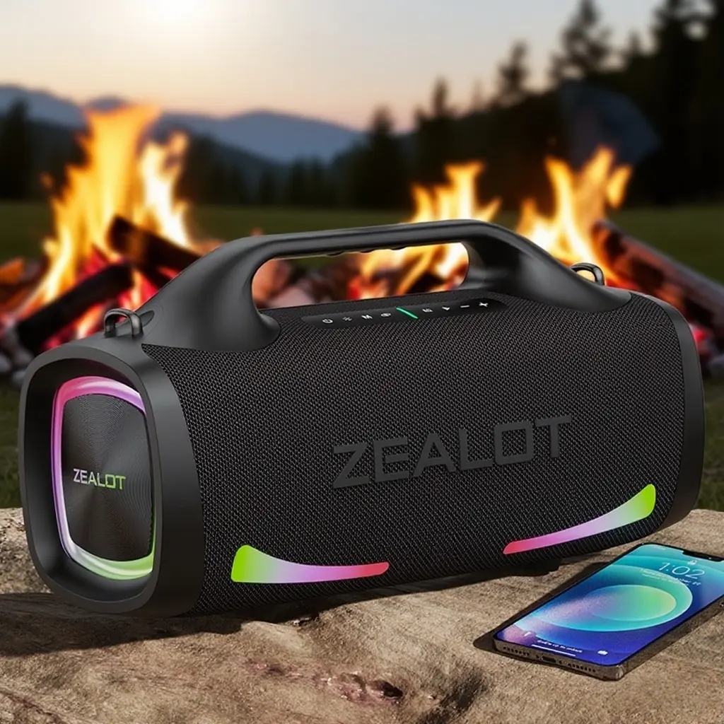 ZEALOT IPX7 Waterproof Bluetooth Speaker, 100W Stereo HIFI Bass, 24000mAh Long-Lasting Battery, RGB Lights, EQ & PD Charger as a Perfect Gift, Outdoor Party Speaker, Rechargeable Waterproof Speaker