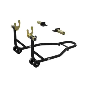 Heavy Duty Rear Motorcycle Stand Lift – 450 lbs Capacity – U & L Adjustable Swingarm Spool – Sturdy Steel Paddock Stand – Black or Red