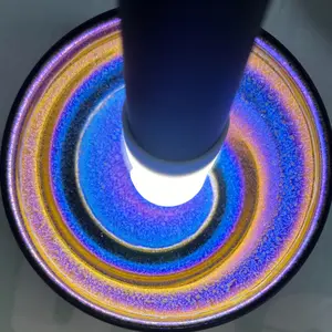 Black Porcelain Obsidian Transformed into a Spiral Cup Shinning in the Universe's Starry Sky Unique Artpiece