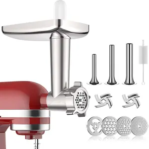 Meat Grinder Attachment for KitchenAid Stand Mixer Meat Grinder for KitchenAid Includes 4 Grinding Plates 3 Sausage Stuffer Tubes 2 Grinding Blades Food Grinder Attachment for KitchenAid