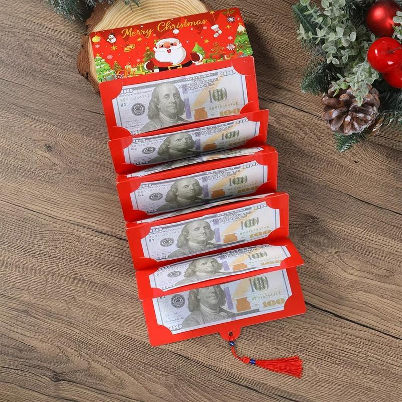 6 box Christmas Santa Dollar FoldingRed Envelopes Gold Stamping Gift Pack with Ribbon6 Slot DlY Holiday Cash Envelopes for Party andFestive Decorations,Money Christmas Cards withEnvelopes,Surprise Christmas Gifts,Birthday GiftsXmas Party Supplies