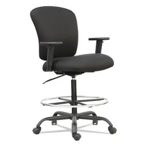 Alera ALEMT4610 Mota Series Big & Tall Office Stool, Black, 25 3/4" Overall Depth, 450 lbs Capacity, Contoured Seating, Generously Padded, Height Adjustable Soft-Padded T-Arms