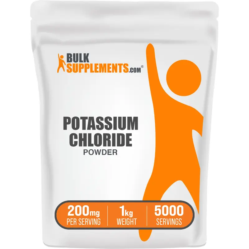BulkSupplements Potassium Chloride Powder Mineral Dietary Supplement - Sugar Free, Gluten Free, Unflavored - Nervous System Support, Electrolyte Balance, Hydration - For Adults, Body Health - 1kg (2.2 lbs), 200mg per Serving, Magnesium Hydroxide Carbonate