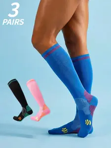 3 Pairs of Women's Professional Fitness Compression Socks for Jumping Rope, Unisex Indoor Sports, Yoga, Tennis, and Functional Training—Non-Slip Calf-Length Socks, Suitable for All Seasons