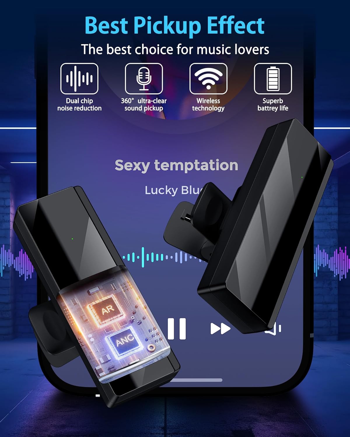 Mini Wireless Mic for iPhone & Android [Plug-Play] - Noise Reduction Lapel Microphone for TikTok, Zoom & Vlogging