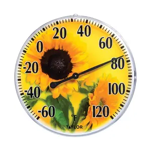 Taylor  Plastic Sunflower Dial Thermometer, Yellow