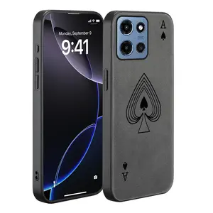 Luxury artificial leather phone case for MOTO G86 Power/G Power 2025 /G 2025 /G 5G 2024/G Play 2024 5G /G Stylus 5G /Edge 60 Pro/ Fusion,protective, high-quality,Ace of Spades