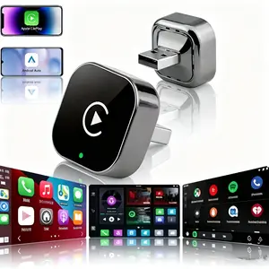Wireless CarPlay Adapter for Factory Wired CarPlay Cars, Convert Wired to Wireless CarPlay/Android Auto, Plug and Play Mini Dongle with 2.4G/5.8G Dual Band WiFi, Support Siri OEM Controls for iPhone iOS 10+