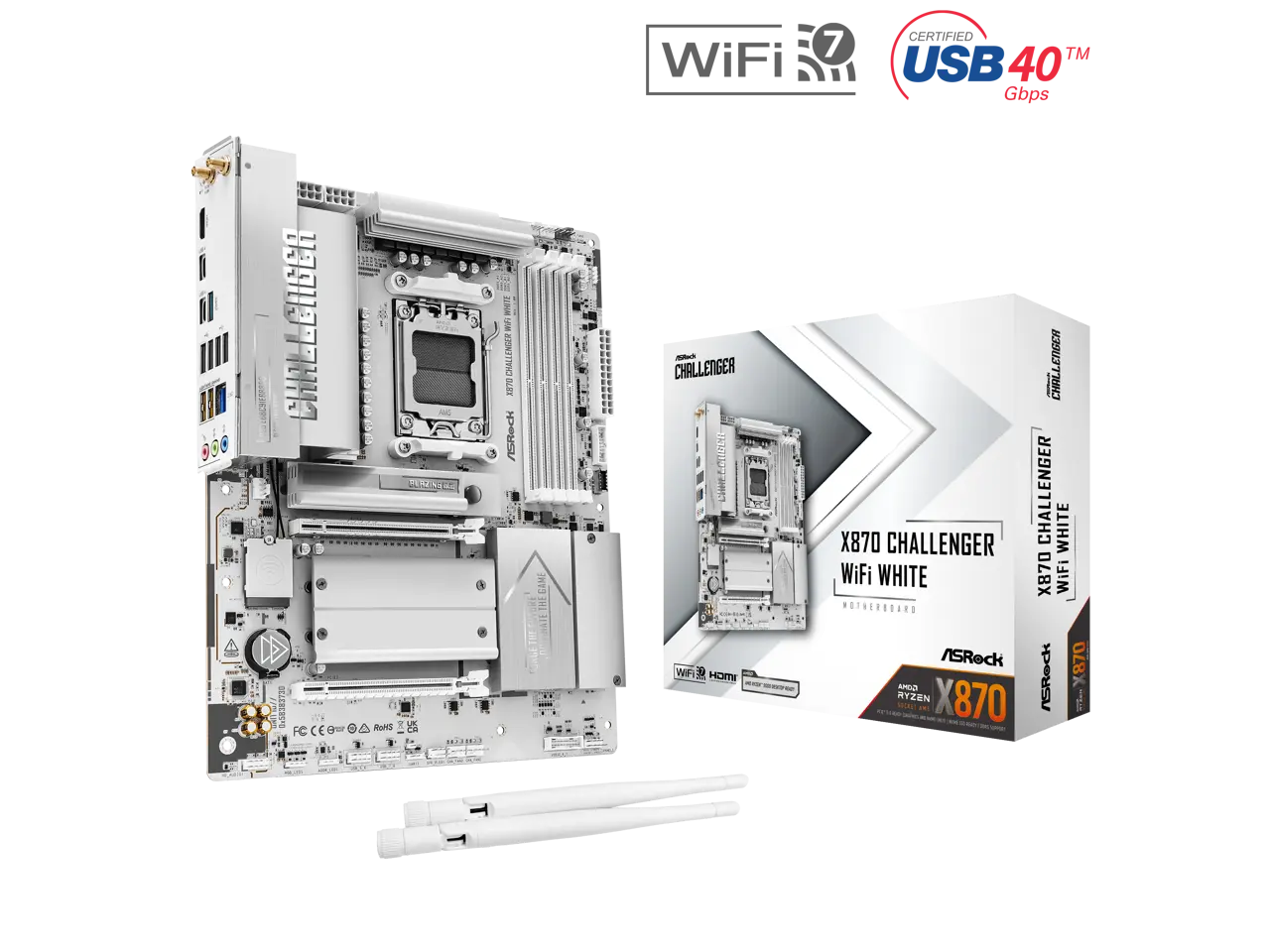 ASRock X870 Challenger WiFi White AM5 AMD X870 ATX Motherboard
