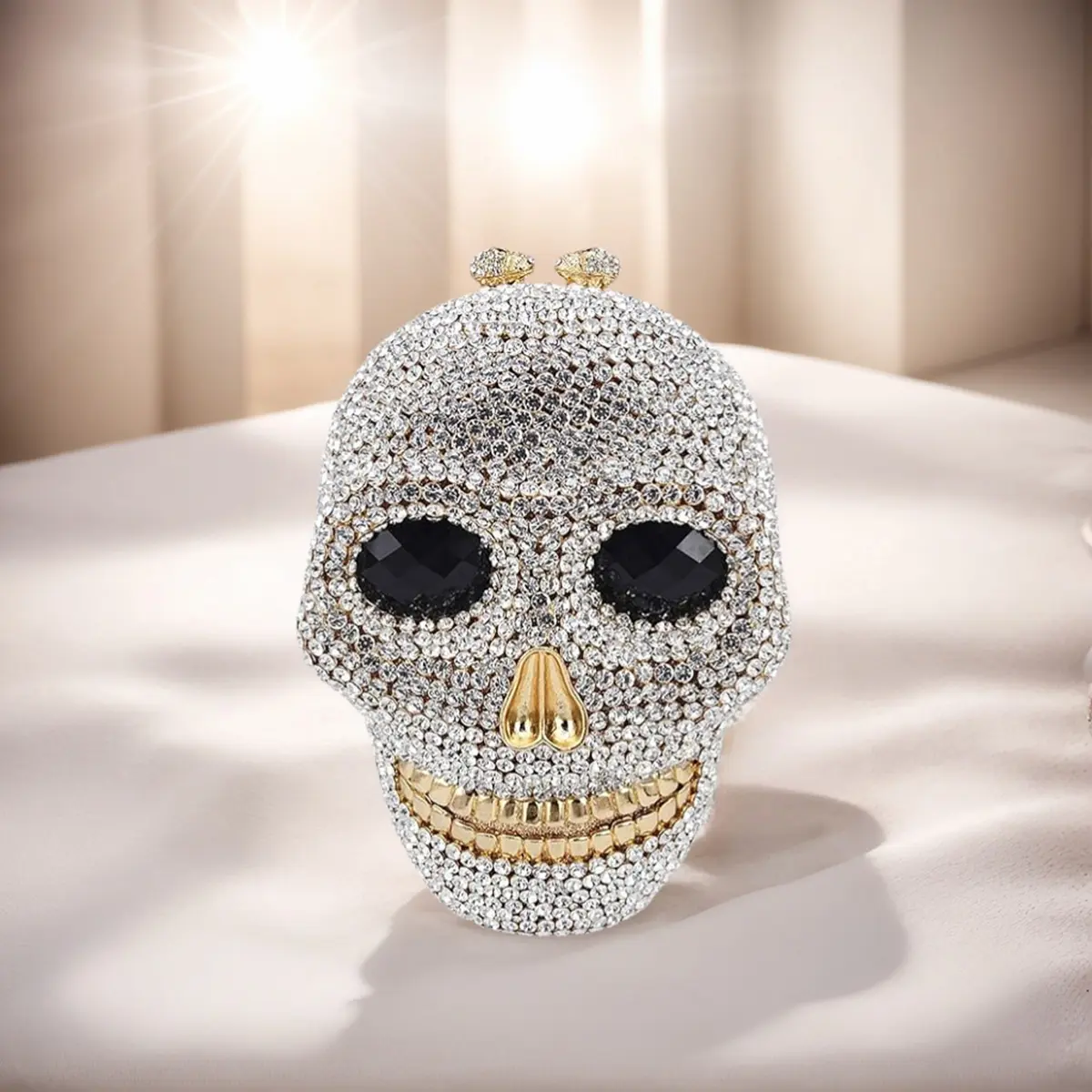 Women Halloween 3D Ghost Clutch Bag Luxury Rhinestone Crystal Evening Purse Full Diamond Handbag for Banquet Cocktail