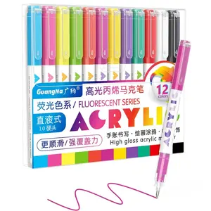 GuangNa High Gloss Acrylic Markers,1mm  Bullet Nib Acrylic Paint Pens,Bright Colors,Big Capacity ink,Wide Range of Uses,For Rock Painting, Canvas, Wood, Glass, Ceramic, Fabric, Plastic, Egg,Gift For Back To School