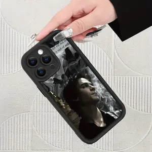 Halloween-Themed Vampire Film Case for iPhone 17/16 Models - Dark Style, Crow Smoke, Damon Salvatore Design, Durable TPU, Full Coverage, Shock Resistant, Matte Non-Slip Finish, Colorful Cartoon Animal Patterns, Protective Casing