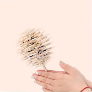 Chinese Style New Magic Structure Geometric Rotating Toy, Peking Opera Makeup Wooden Spinning Lollipop Gift, Unique Decorative Item