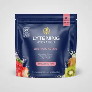 Lytening Hydration - Strawberry Kiwi Electrolyte Powder - Rapid Hydration for Athletes & Active Lifestyles - 16 Stick Packs - NSF Certified Sport - No Artificial Dyes