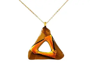 Gold Dichroic Triangle Fused Glass Necklace