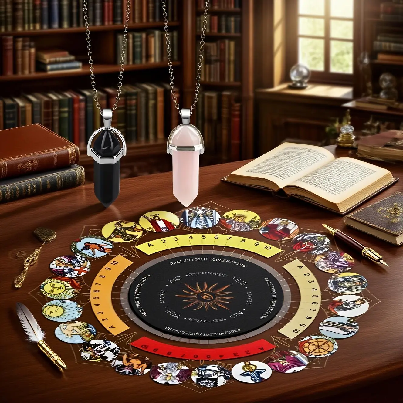 Rubber Ritual Mat, Pendulum - Spirit Pendulum, Suitable for magic Card Enthusiasts, for Halloween, Christmas, witch props, ladies' gifts, various holiday gifts, parties, tabletop games home decor Kit