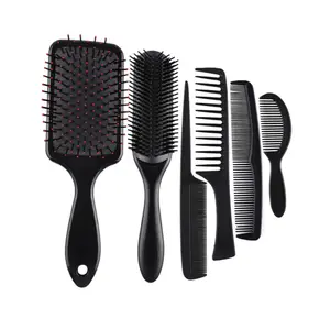 6Pcs Hair Brush for Women and Men, Paddle Brush Detangling Brush Hair Comb Set for Long Thick Thin Curly Hair, Hairbrush Great On Wet or Dry, No More Tangle (Black) - Home Improvement.