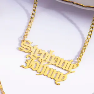 AS052 Personalized DIY English Name Necklace Stainless Steel English Nameplate Double Name Clavicle Necklace