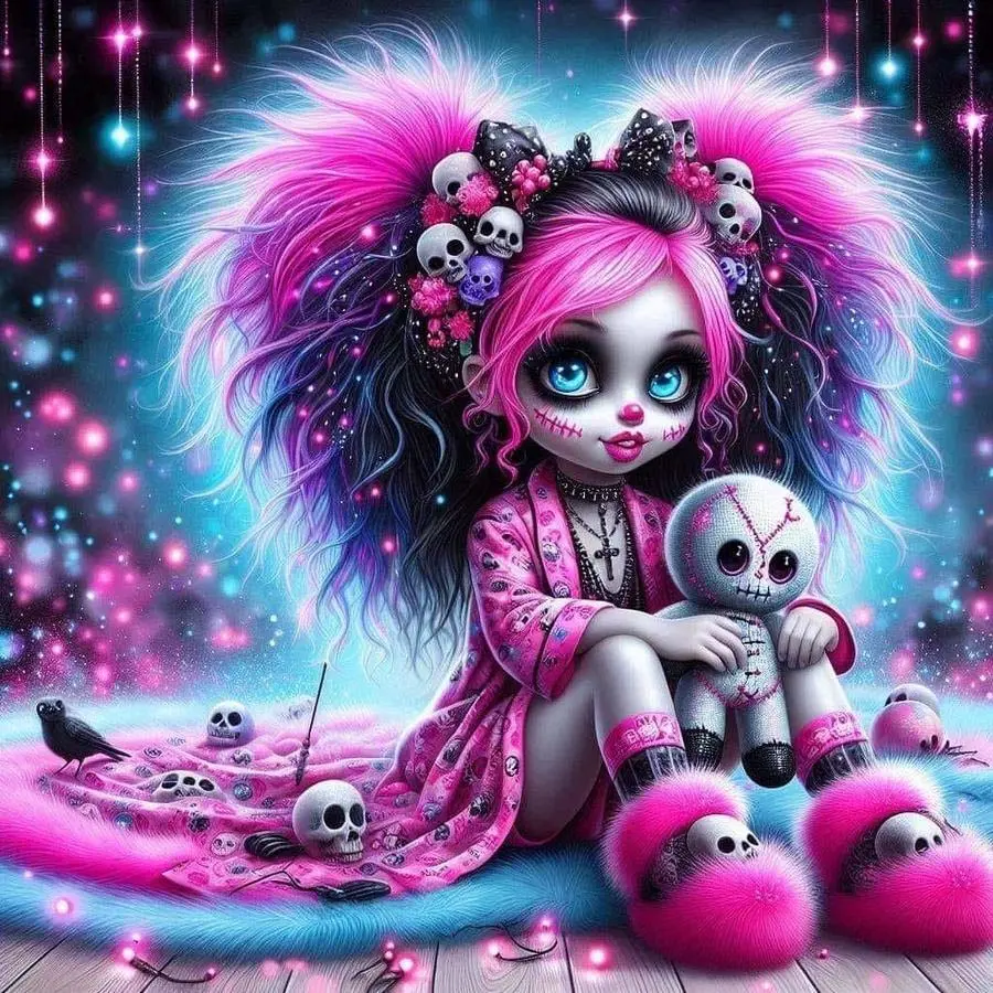 1pcs 5D DIY diamond painting kit, 5D diamond art set, animation, pink skull diamond painting kit with full round diamonds DIY, mosaic, diamond art, Diamond Art Tools, DIY art home decoration, Handcraft, gift, Handmade Gifts