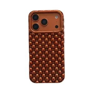 Summer Cooling Hollow Electroplated Silver Bead Case for iPhone 17 Pro Max 16 Pro Max 15 14 Shockproof Soft Protective Cover Casing Protection Protector Cellphone Aesthetic Tempered Smartphone