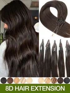 8D Nano Beads Hair Extensions, Real Hair Extensions, Micro Loop Human Hair Extensions, Micro Bead Hair Extensions, Invisible Mini Silicon Beads Easy to Install, Seamless, Natural Straight Hair, Perfect for Long Hair Lengthen