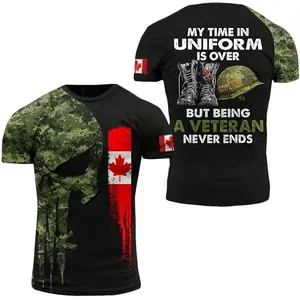 Canada Camouflage Graphic T Shirt Men Clothing Tactic Tops Tee 3D Printing Canadian Forest Camo T-Shirt Beige Field Short Sleeve